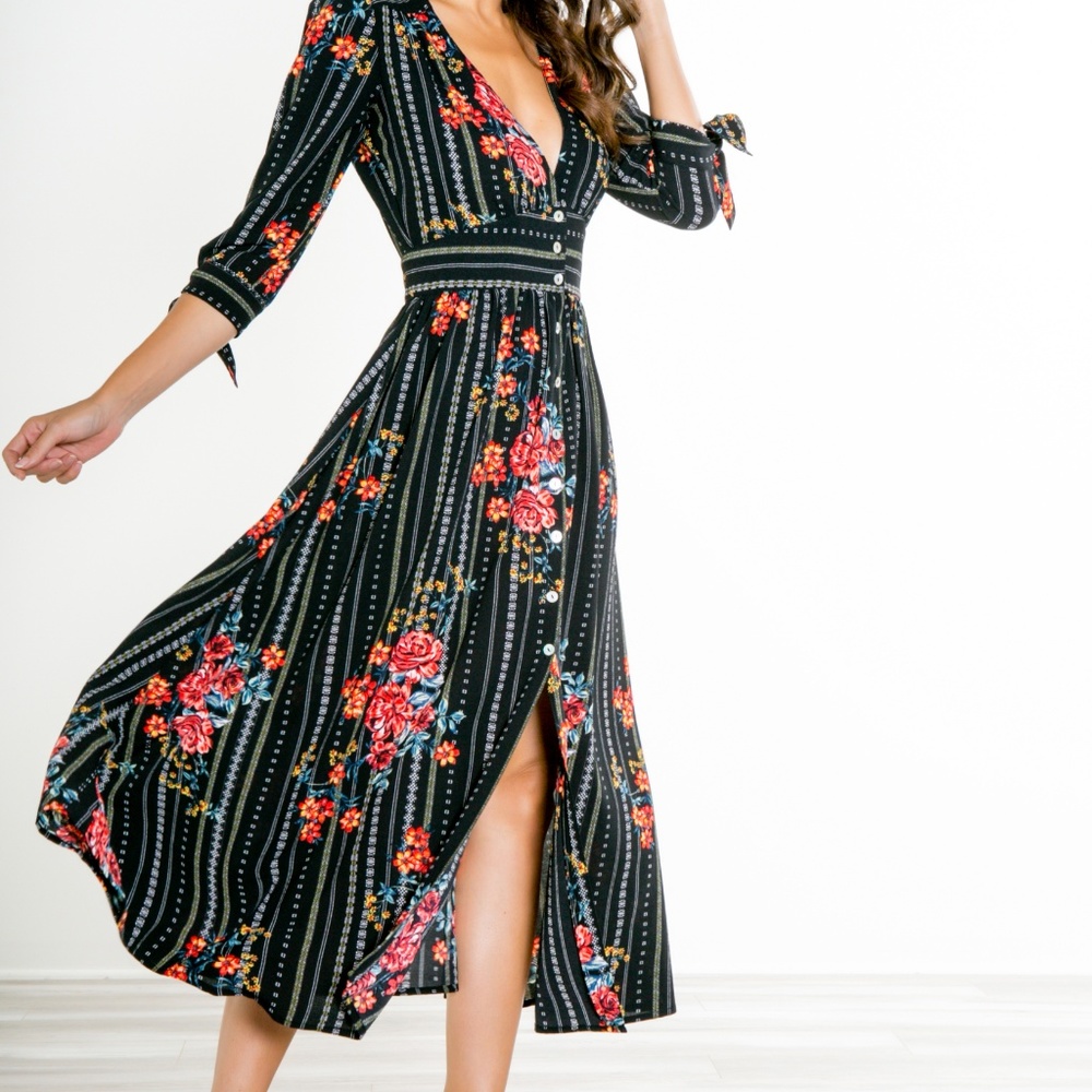 NWT Quarter Tie Sleeves Maxi Dress MADE IN USA - Picture 4 of 8